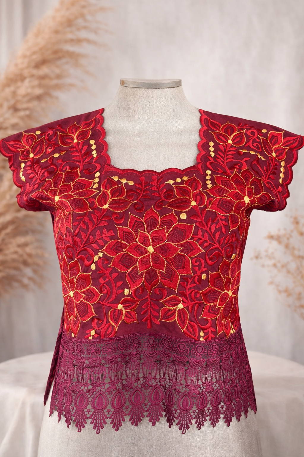 Ruby Jaguar Embroidered Blouse