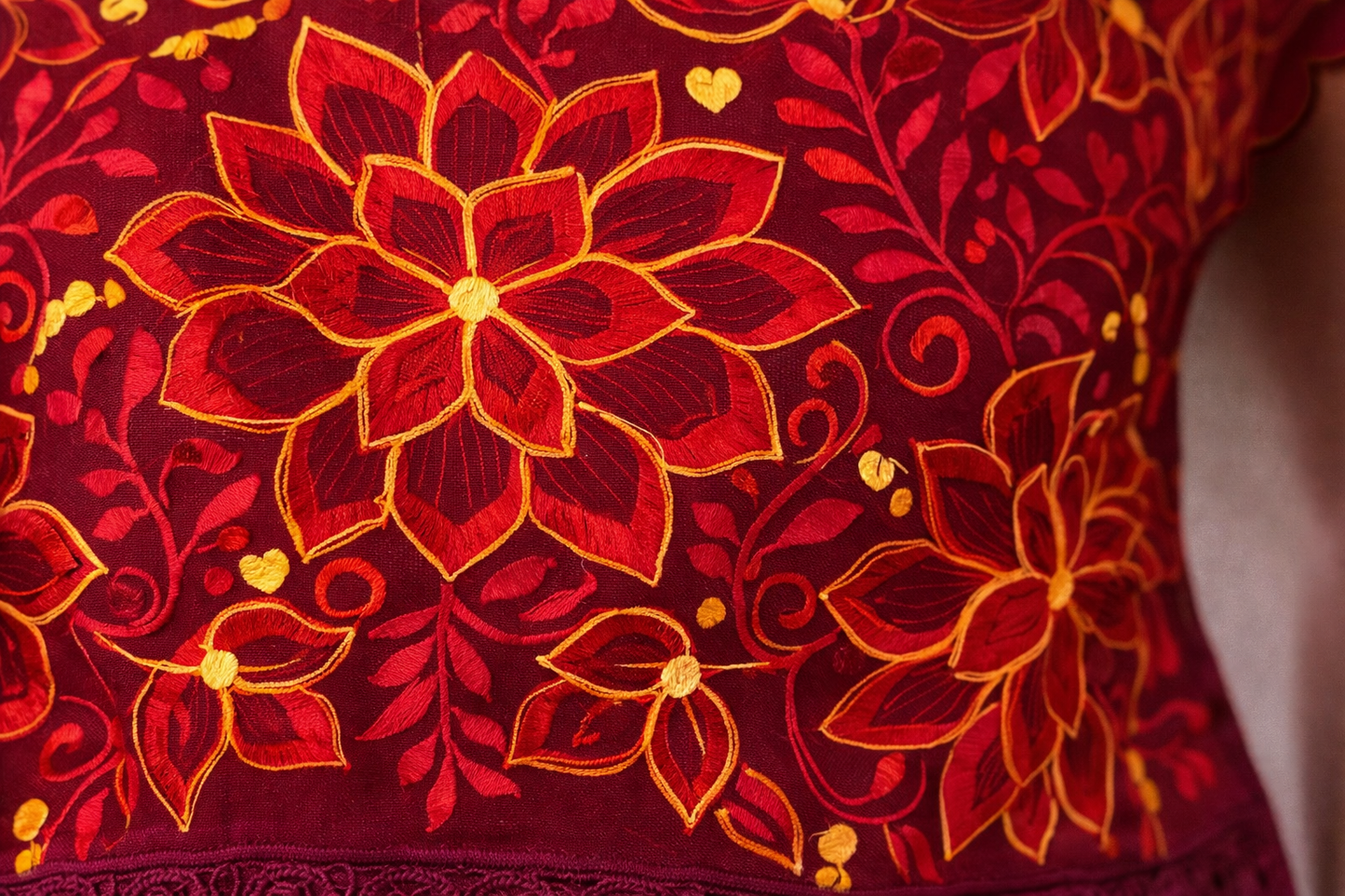 Ruby Jaguar Embroidered Blouse